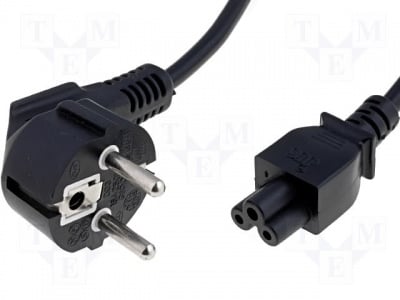 Захранващ кабел за лаптоп SN314-3/07/1.8BK Кабел; CEE 7/7 (E/F) щепсел ъглов, IEC C5 женски; 1,8m; черен